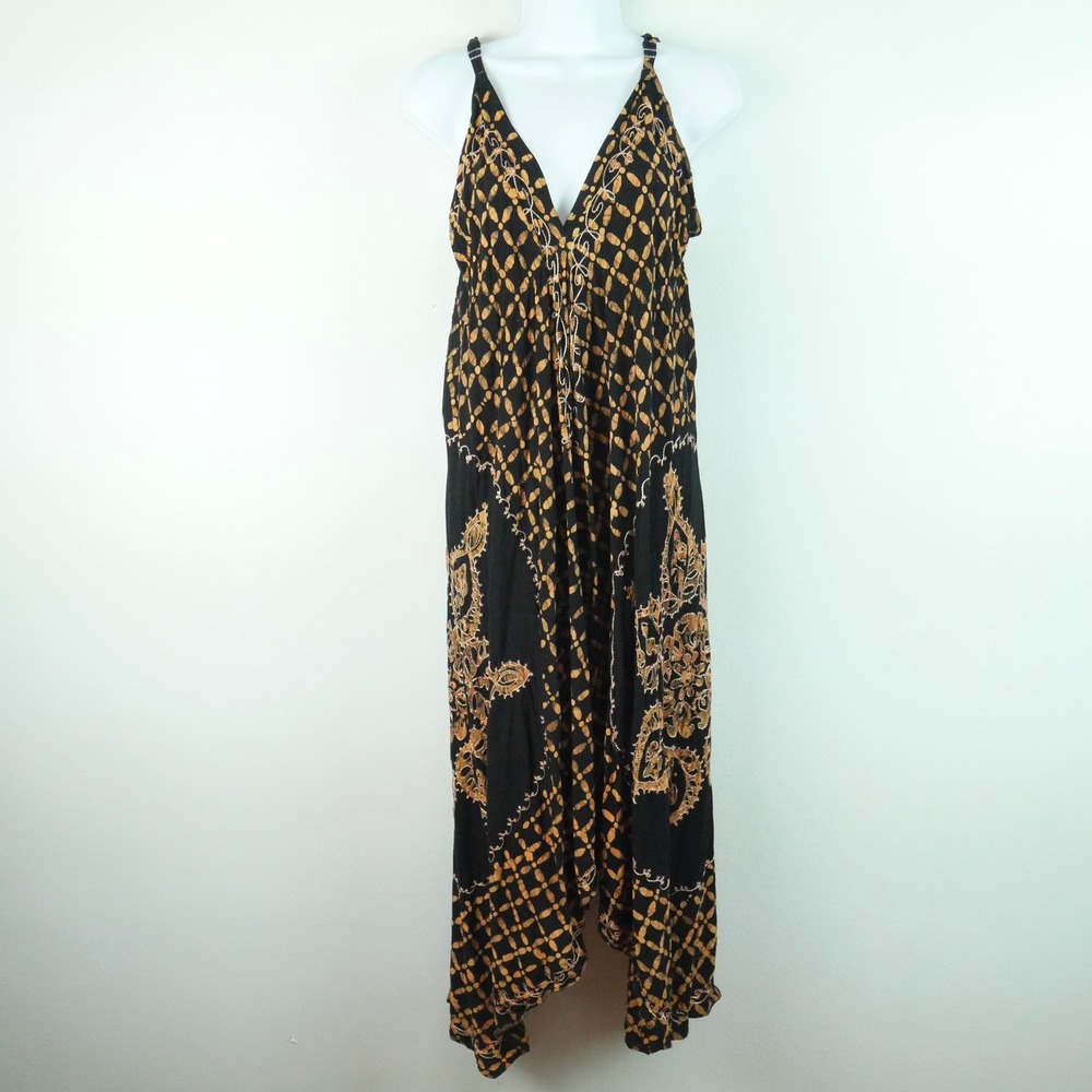 Embroidered Batik Handkerchief Hem Dress Free Size Festival Fairy‎ Grunge Hippy